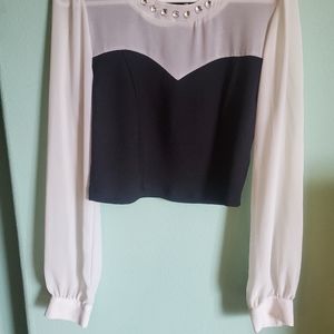 Crop Top Long Sleeve Blouse